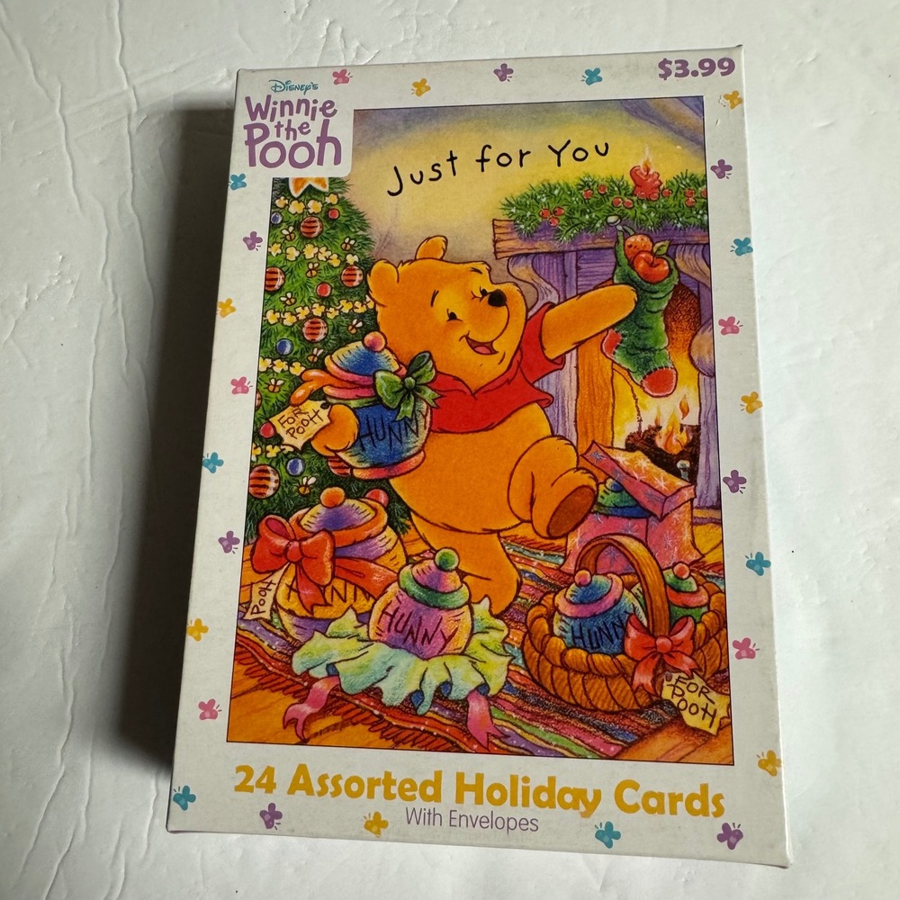 Disney Winnie the Pooh 24 Assorted Holiday Cards with Envelopes 8 Designs